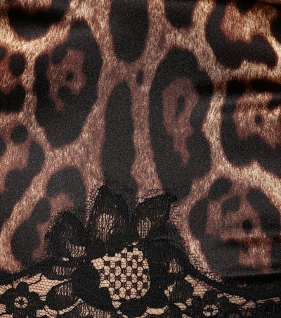 Shop Dolce & Gabbana Leopard-print Silk-blend Camisole In Brown