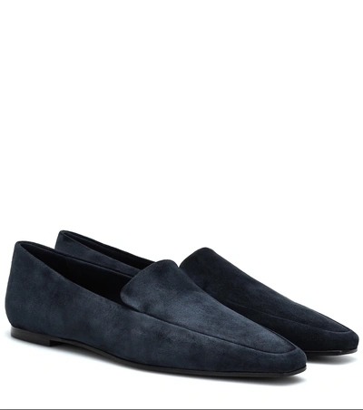 Shop The Row Minimal Suede Loafers In Blue