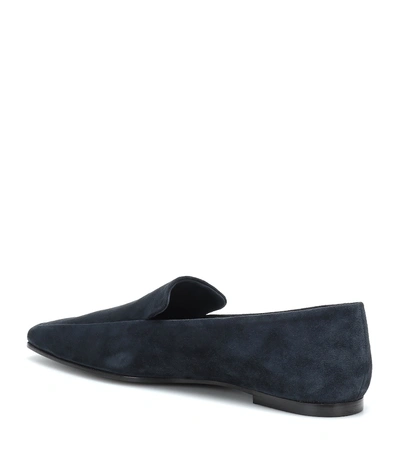 Shop The Row Minimal Suede Loafers In Blue