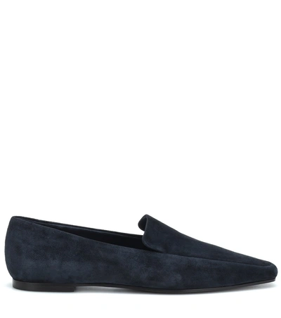 Shop The Row Minimal Suede Loafers In Blue