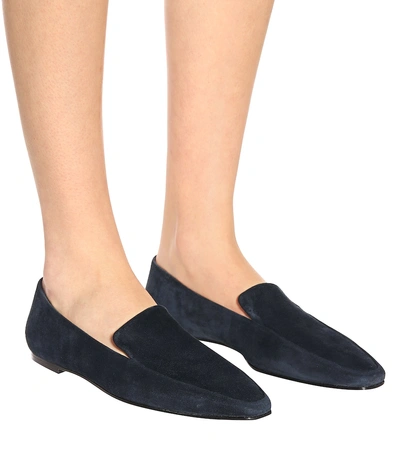 Shop The Row Minimal Suede Loafers In Blue