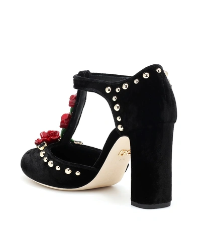 Shop Dolce & Gabbana Vally Embellished Velvet Pumps In Black