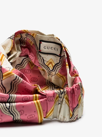 Shop Gucci Pink Scarf Print Silk Turban