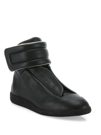 Shop Maison Margiela Future   Leather High-top Sneakers In Black