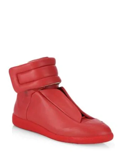 Shop Maison Margiela Future   Leather High-top Sneakers In Red