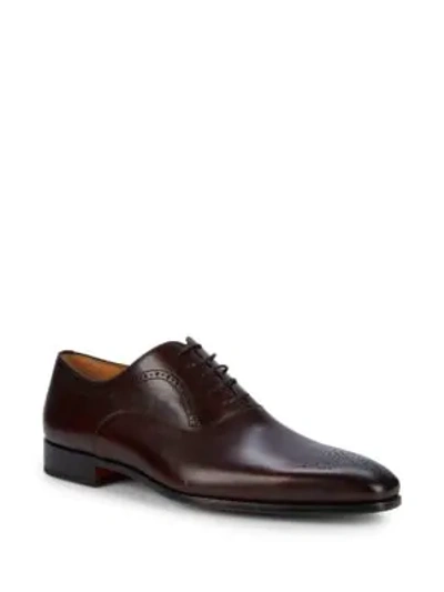 Shop Saks Fifth Avenue Brogue Toe Leather Oxfords In Burgundy