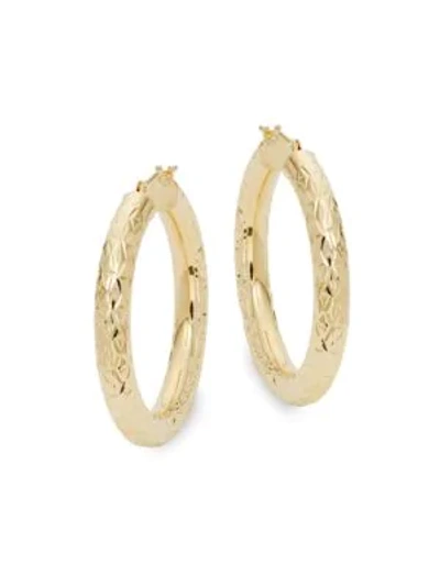 Shop Saks Fifth Avenue 14k Yellow Gold Textured Hoop Earrings