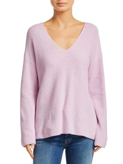 Shop A.l.c Sierra V-neck Rib-knit Sweater In Pale Lavender