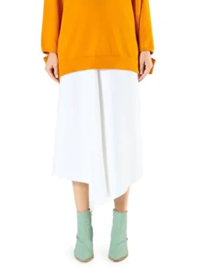 Shop Tibi Asymmetric Suiting Cotton Skirt In White