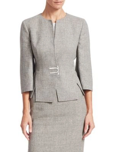 Shop Akris Anais Three-quarter Sleeve Jacket In Titan