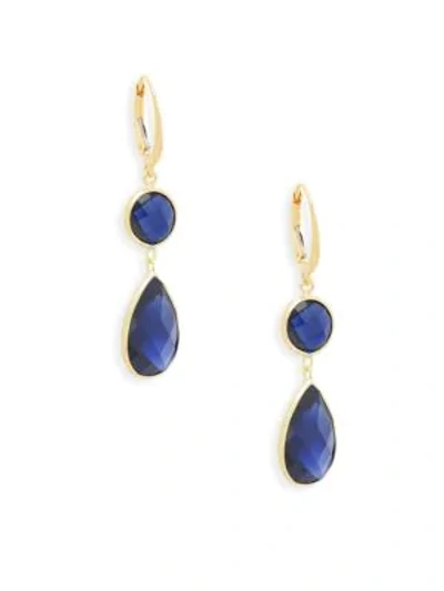 Shop Saks Fifth Avenue 14k Gold Drop Earrings In Blue