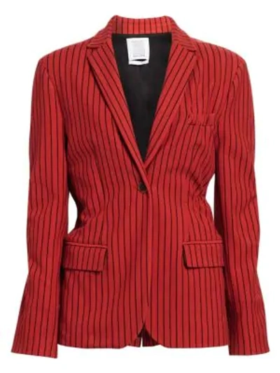 Shop Rosie Assoulin The Scrunchy Jacket In Red Stripe