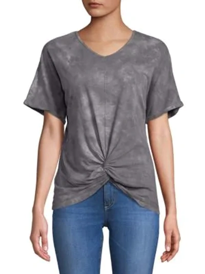 Shop C&c California Knotted Front-tie Tops In Grey