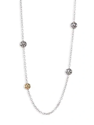 Shop John Hardy Dot 18k Yellow Gold & Sterling Silver Station Necklace In Silver Gold