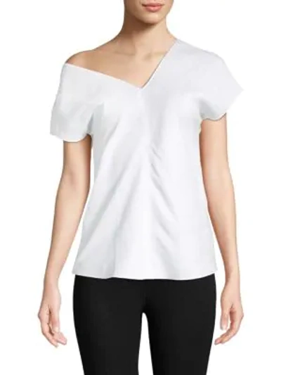 Shop Helmut Lang Asymmetric Cap-sleeve Top In Optic White