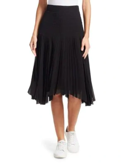 Shop Akris Chiffon Plissé Midi Skirt In Black