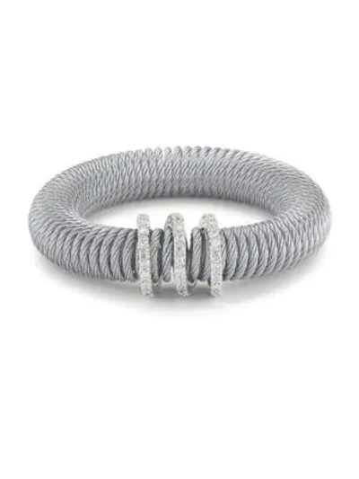 Shop Alor Stainless Steel & Diamond Coil Bracelet In Silver