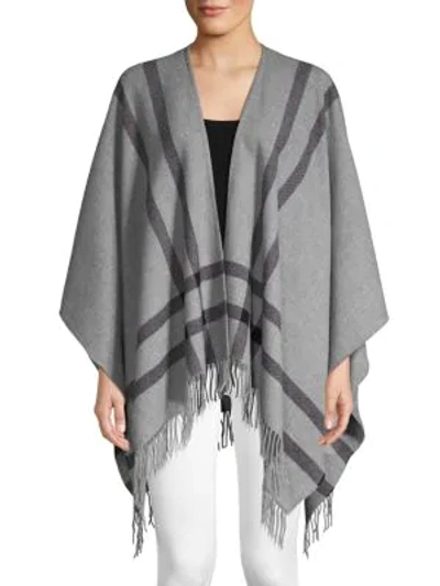 Shop Amicale Border Double-faced Merino Wool Ruana In Grey