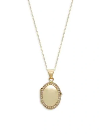 Shop Sphera Milano 14k Gold & Diamond Oval Locket Necklace