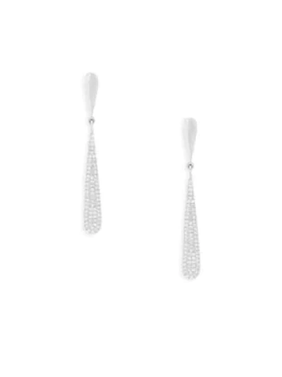 Shop Saks Fifth Avenue Women's Diamond 14k White Gold Linear Drop Earrings