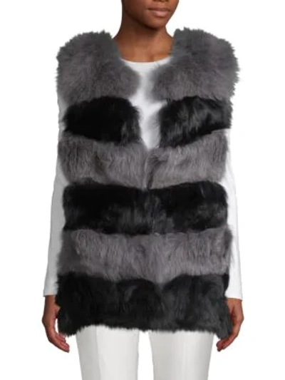 Shop La Fiorentina Women's Dyed Fox Fur Bubble Vest In Black Grey