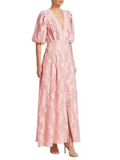 Shop Tanya Taylor Ariela Burnout Floral Maxi Dress In Blush