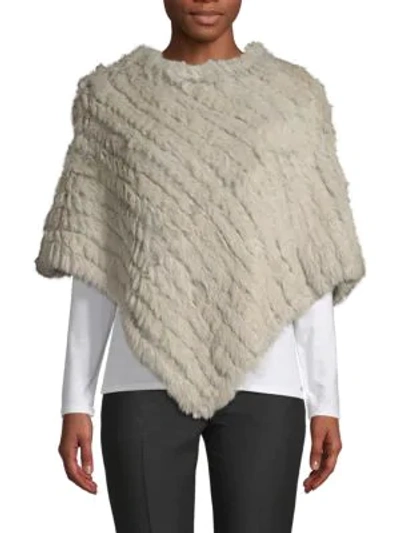 Shop Adrienne Landau Dyed Rabbit Fur Poncho In Light Grey