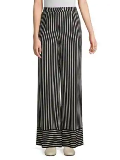 Shop Beatrice B Striped Wide Leg Pants In Black