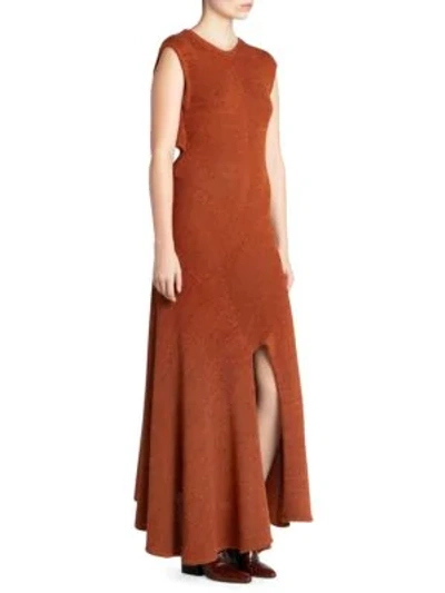 Shop Chloé Knit Shawl-back Slit Maxi Dress In Hazel