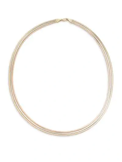 Shop Saks Fifth Avenue 14k Yellow, White & Rose Gold Three-strand Necklace