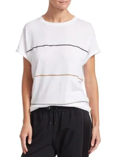 Shop Brunello Cucinelli Embellished Tee In White