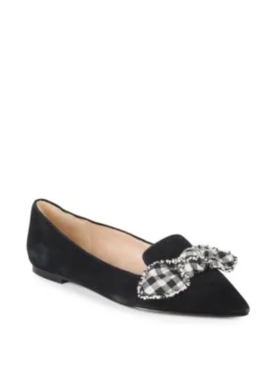 Shop Sam Edelman Rochester Gingham Bow Loafers In Black White
