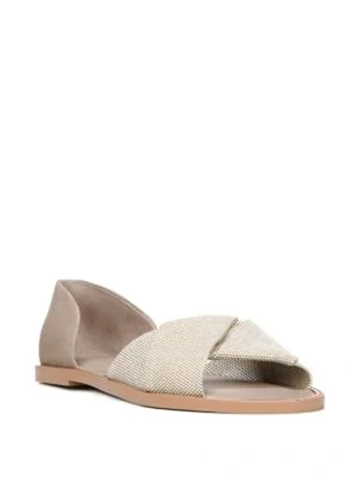 Shop Vince Idara Cotton & Suede D'orsay Flats In Woodsmoke