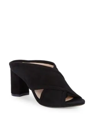 suede block heel mules