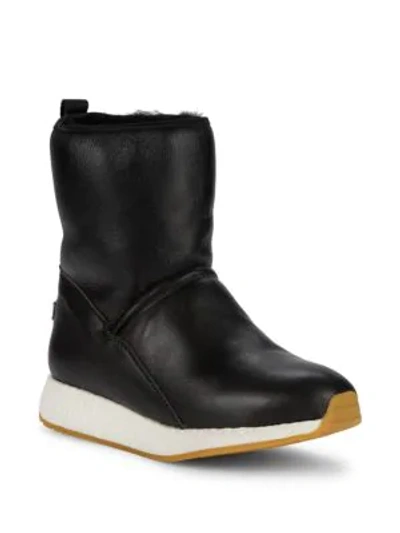 Shop Australia Luxe Collective Beach Shearling & Leather Bootie Sneakers In Black