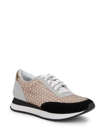 Shop Loeffler Randall Rio Perforated Leather Sneakers In Multi