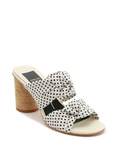 Shop Dolce Vita Jene Slip-on Polka Dot Sandals In White Black