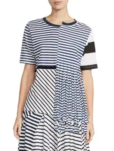 Shop Loewe Asymmetric Stripe Tee In Navy White