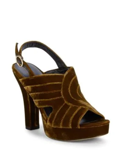 Shop Diane Von Furstenberg Tabby Faux-suede Platform Sandals In Mustard