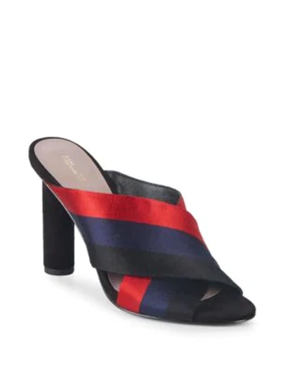 Shop Diane Von Furstenberg Emily Striped Crisscross Sandals In Navy