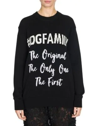 Shop Dolce & Gabbana Dg Family Instarsia Knit Sweater In Black White