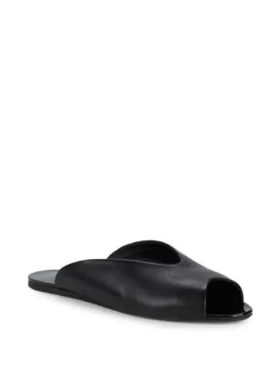 Shop Donna Karan Classic Leather Slides In Black