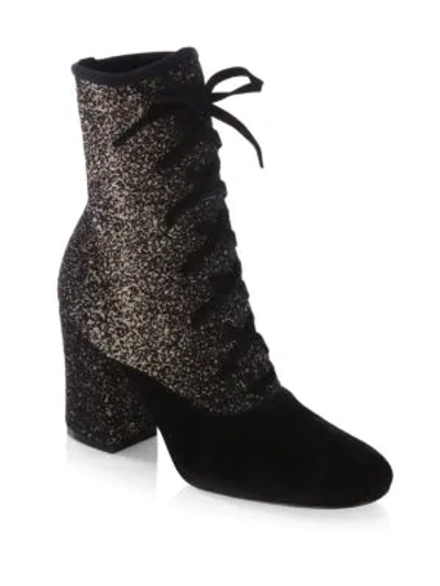 Shop Gianvito Rossi Knit Lace Booties In Black
