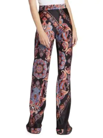 Shop Chloé Paisley Satin Wide-leg Pants In Black Multi