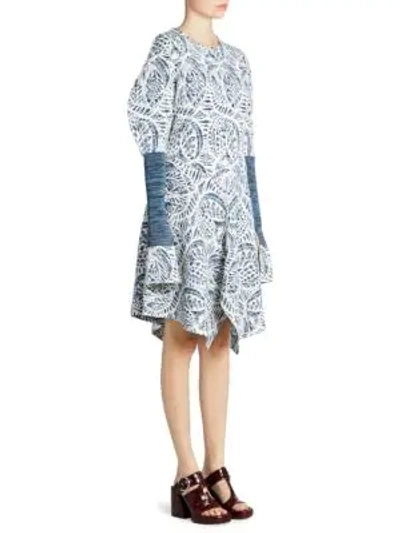 Shop Chloé Ceramique Jacquard Puff-shoulder Dress In Multi
