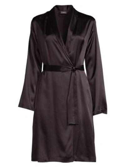 Shop La Perla Women's Silk Short Robe In Black