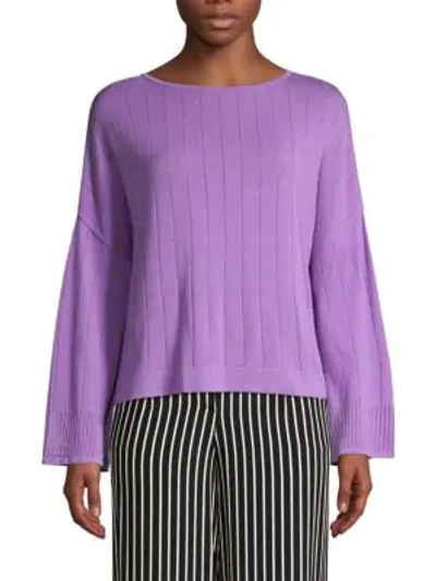 Shop Beatrice B Pointelle Stitch Knit Pullover In Lilac