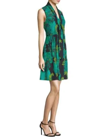 Shop Kobi Halperin Printed Sleeveless Silk Dress In Sea Green
