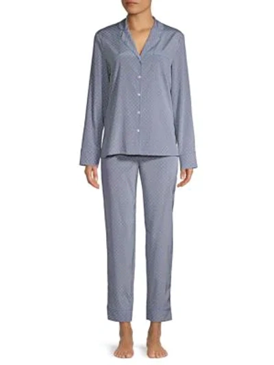 Shop Stella Mccartney Two-piece Poppy Snoozing Stretch-silk Pajama Set In Light Blue