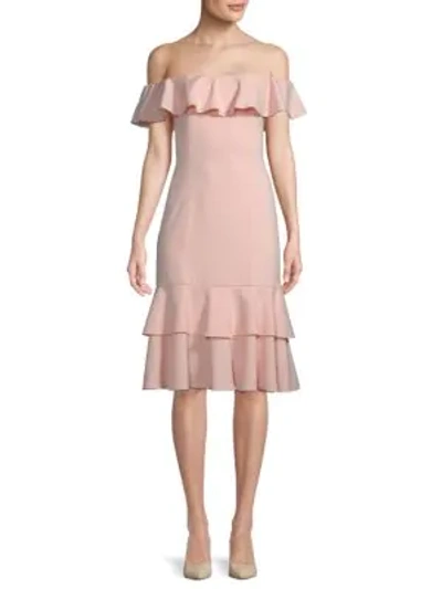 Shop Jay Godfrey Momoa Off-the-shoulder Midi Dress In Rosette